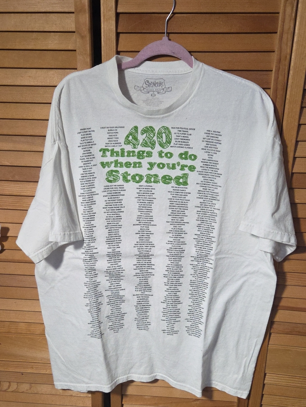 Spencers Unisex 420 Things to Do When You're Stoned Graphic Tee - White